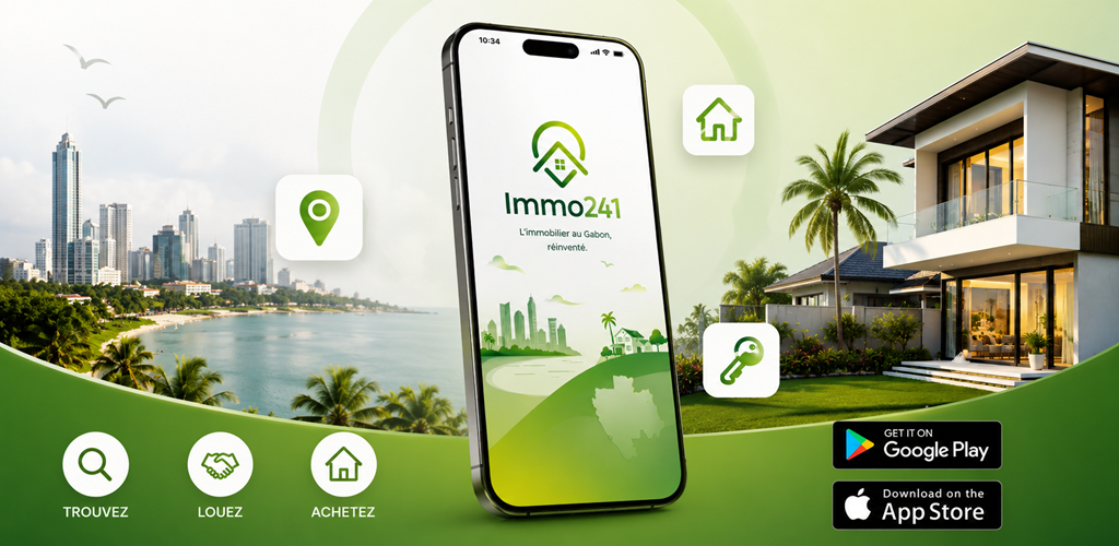Télécharger l'application mobile Immo241 sur Google Play - Interface de recherche de biens immobiliers